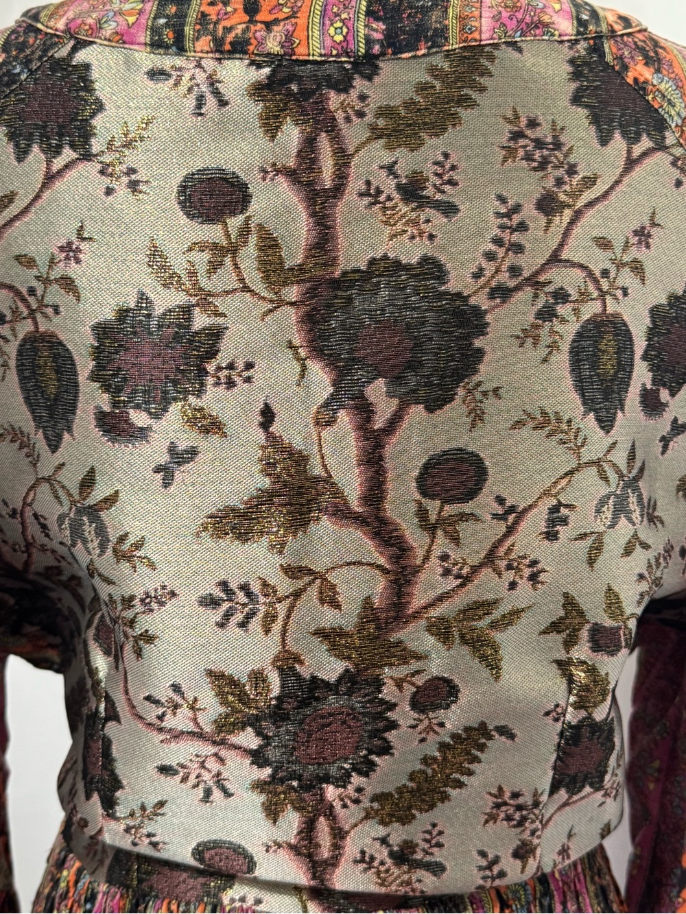 Aratta Silent Journey Stevie Nicks Maxi Dress Metallic Jacquard Boho Mixed XL - Picture 5 of 9